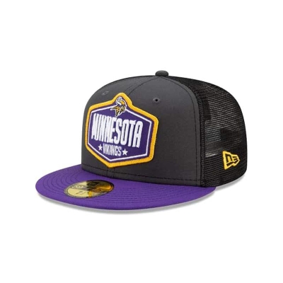 Grey Minnesota Vikings Hat - New Era NFL NFL Draft 59FIFTY Fitted Caps USA8594306